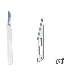 [ZBD11] Kirurgiset veitset (kertakäyttö) muovikahva - terä N° 11 - 10 kpl
